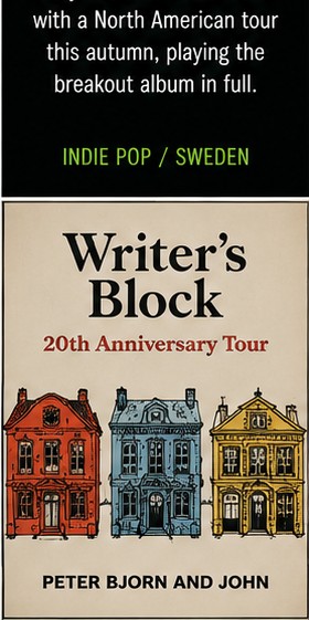 Peter Bjorn and John bring Writer’s Block whistling back for its 20th anniversary