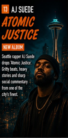 AJ Suede performing underground hip-hop in studio surroundings.