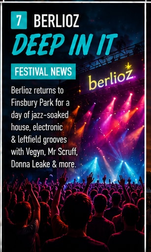 Berlioz performing jazz-house set at open-air Finsbury Park stage.