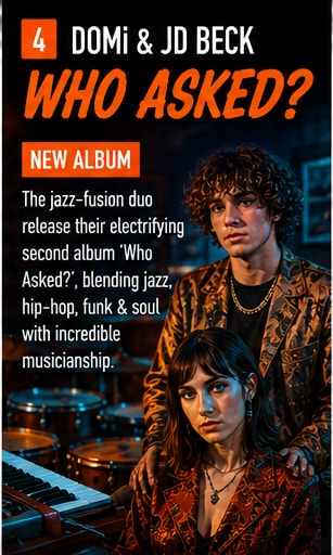 DOMi & JD Beck performing virtuosic jazz fusion with keys and drums.