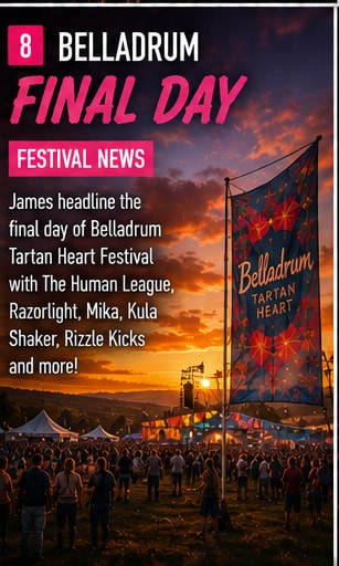 Band James performing for a crowd at Belladrum Festival in the Scottish Highlands.