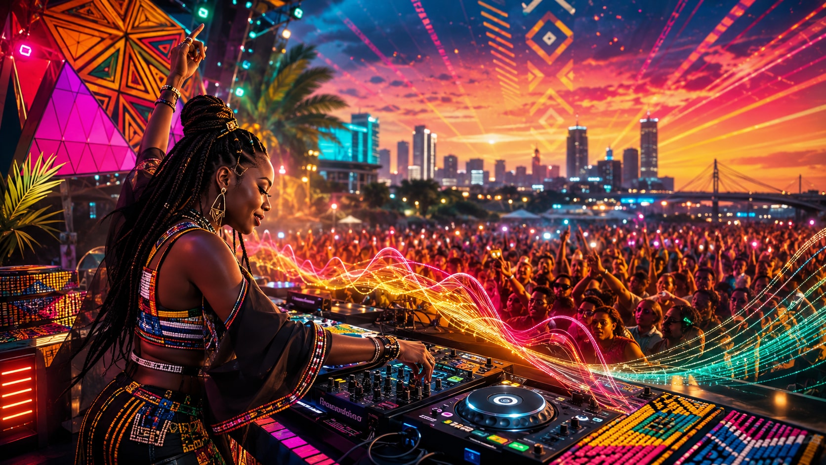 South African producer DJ Zinhle performing vibrant dance music set.