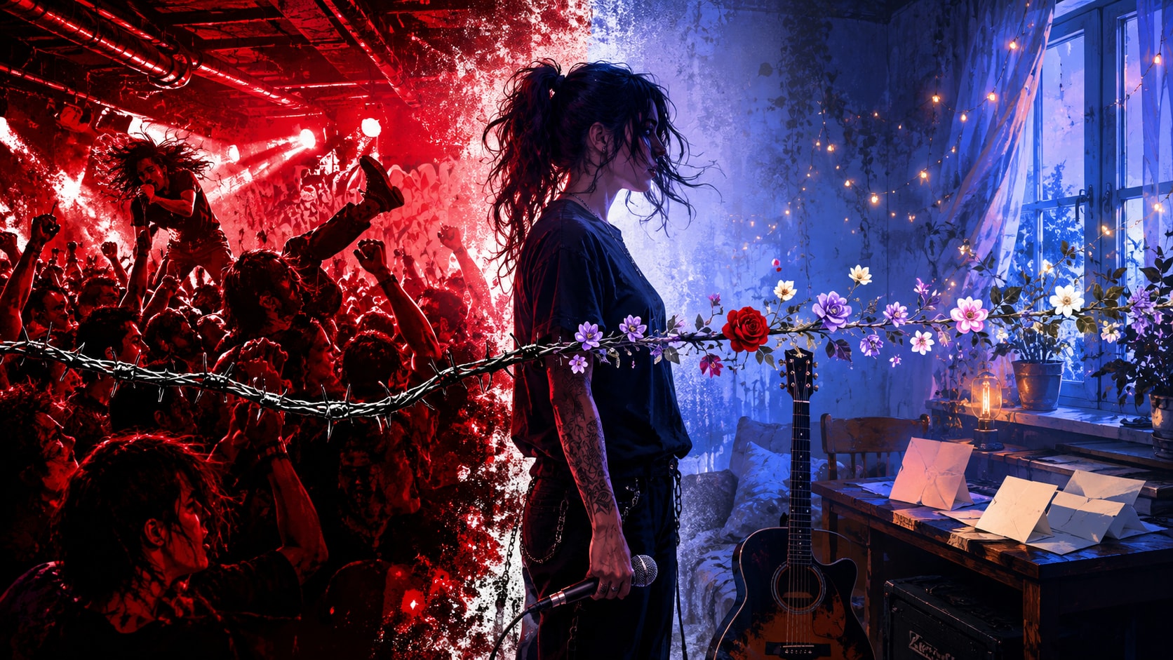 Hardcore vocalist Crystal Pak of Initiate performing intense live show.