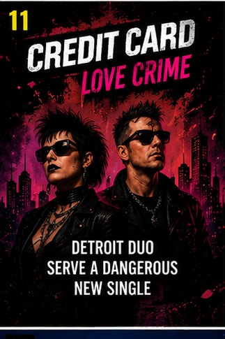 High-contrast industrial synth-punk duo Credit Card performing Love Crime.