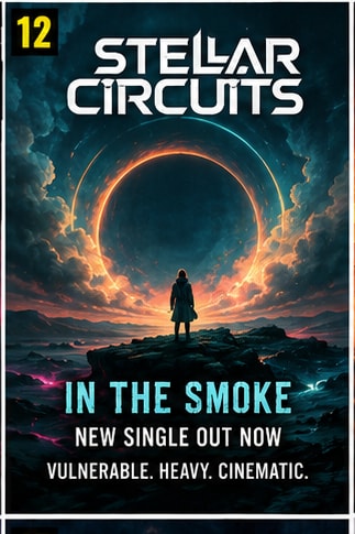 Cinematic atmospheric smoke background for Stellar Circuits progressive metal single.