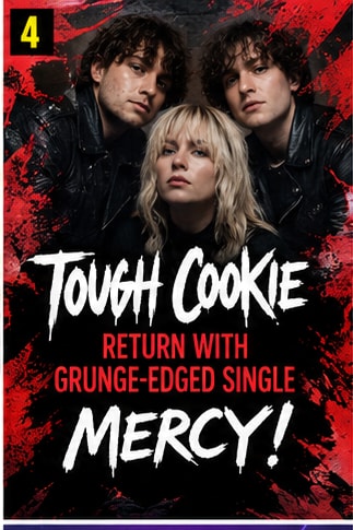 Grunge alt-rock band Tough Cookie performing under moody stage lights.