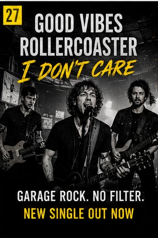 British garage rock band Good Vibes Rollercoaster performing energetic live set for single I Dont Care.