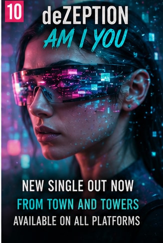 Futuristic electropop synthesizer artwork for deZeption single Am I You.