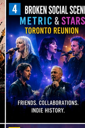 Collaborative Toronto live concert stage with Broken Social Scene, Metric, and Stars.