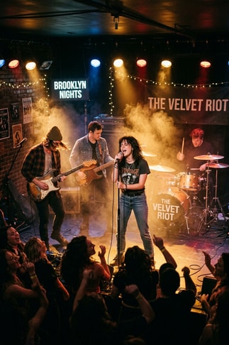 Brooklyn venue live concert performance photography for NYC indie rock group Slow Fiction.