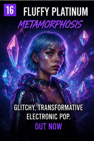 Glitchy surreal electronic artwork for Fluffy Platinum single Metamorphosis.