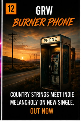 Country-tinged indie guitar artwork for GRW single Burner Phone.