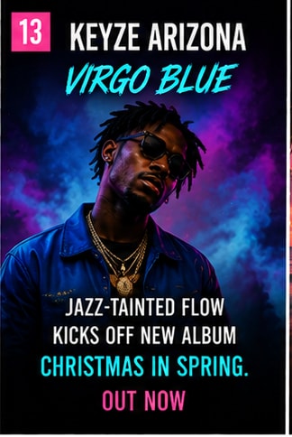 Keyze AriZona album artwork for Christmas In Spring and opening track Virgo Blue.