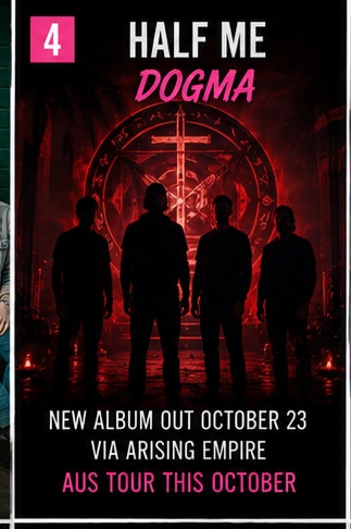 German heavy alternative band Half Me portrait for sophomore album Dogma.