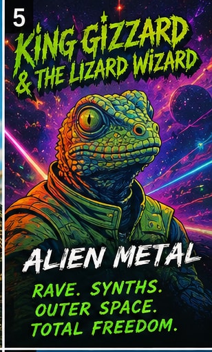 King Gizzard and The Lizard Wizard Alien Metal rave album release.