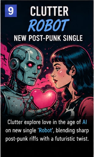 Clutter post-punk single Robot cover art featuring angular graphics.