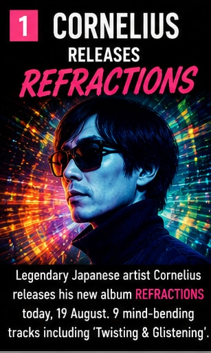 Cornelius releases new experimental pop album REFRACTIONS artwork.