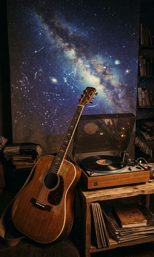 Phoebe Bridgers Lost Weekend acoustic guitar and planetarium aesthetics.