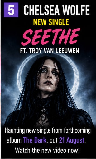 Chelsea Wolfe in gothic halo lighting for new single Seethe.