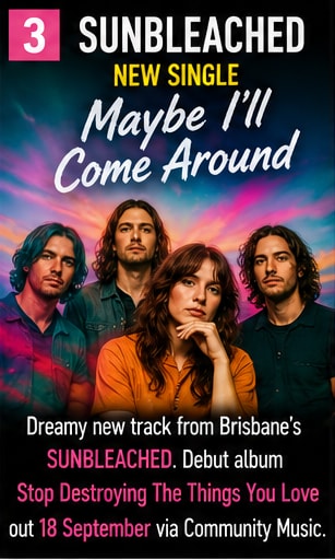 SUNBLEACHED band members in colorful lighting for new single Maybe I'll Come Around.