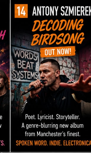Antony Szmierek performing for new spoken-word indie electronica album Decoding Birdsong.