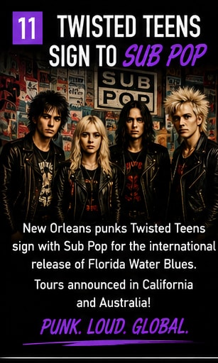Twisted Teens sign with Sub Pop for the international release of Florida Water Blues.