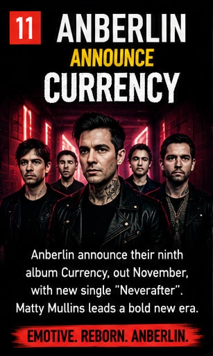 Anberlin announce ninth studio album Currency featuring Matty Mullins.