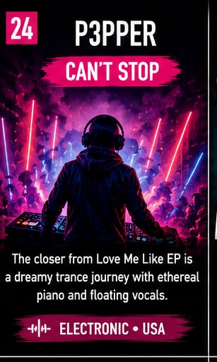 Electronic producer P3PPER shares trance-infused single Can't Stop.