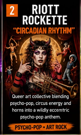 Riott Rockette share their eccentric psycho-pop single Circadian Rhythm.
