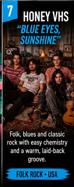 Honey VHS combine folk, blues, and classic rock on Blue Eyes, Sunshine.