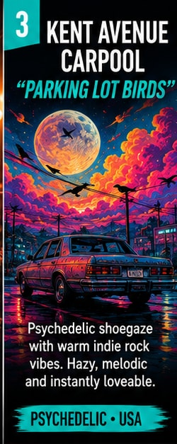 Kent Avenue Carpool blend psych and shoegaze on Parking Lot Birds.