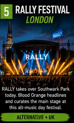 RALLY Festival stage in Southwark Park London.