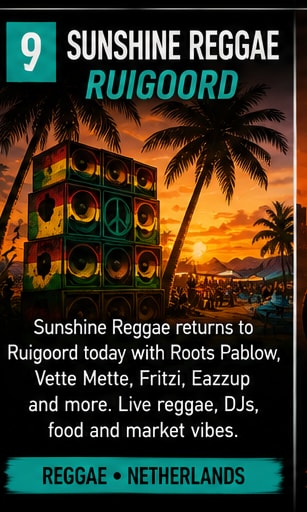 Sunshine Reggae sound system towers at Ruigoord cultural village Amsterdam.