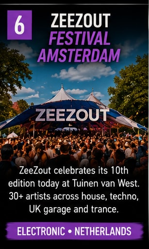ZeeZout Festival crowds celebrate 10th edition at Tuinen van West Amsterdam.