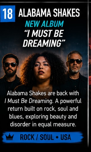 Alabama Shakes band members posing together under moody studio spotlights.