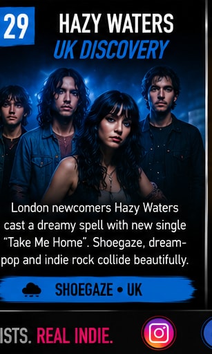 Hazy Waters featured in glowing blue spotlight as Today's UK Discovery.