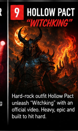 Armored dark warrior against fiery volcanic fortress in Hollow Pact Witchking artwork.