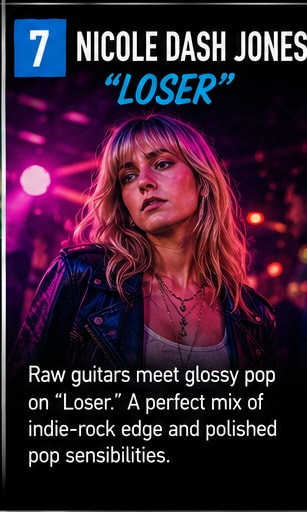 Nicole Dash Jones wearing a leather jacket under neon club lighting.