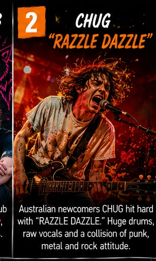 CHUG performing an energetic, loud punk-rock live set in Australia.