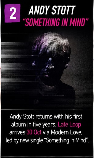 Atmospheric monochrome portrait of electronic producer Andy Stott in his Manchester studio.