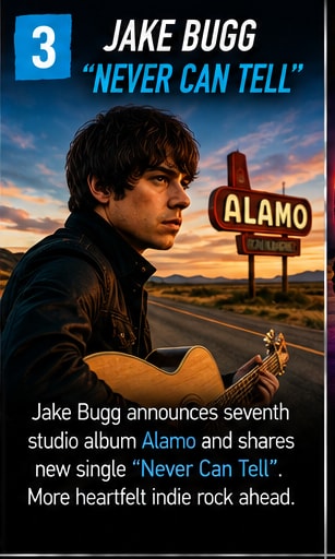 Jake Bugg holding an electric guitar during a studio session.