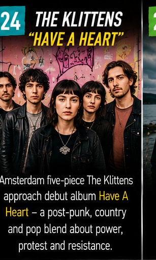 The Klittens posing with instruments in a quirky Amsterdam courtyard.