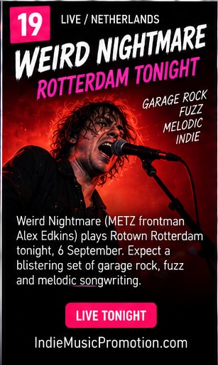Weird Nightmare performing live with fuzz pedals and vintage guitar at Rotown.