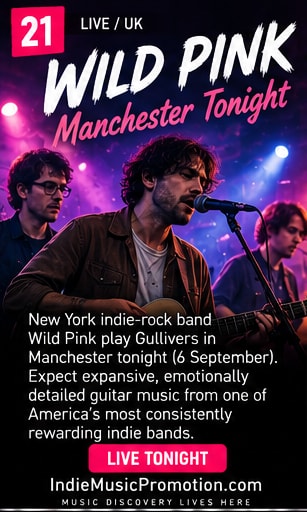 Wild Pink performing live at Gullivers in Manchester under warm club lights.