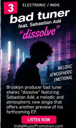 bad tuner silhouetted against vibrant neon magenta city light for dissolve single.