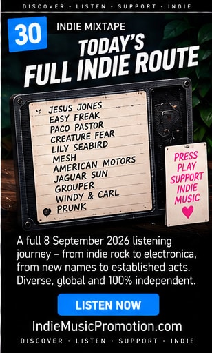 Retro tape cassette device with full playlist for Today's Full Indie Route.