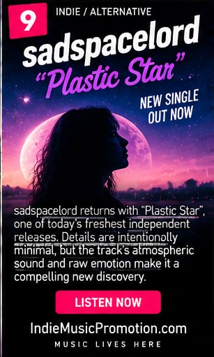 Silhouetted figure gazing into starry purple cosmos for sadspacelord Plastic Star.