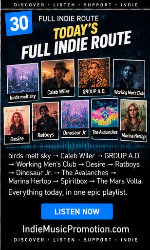 Complete collection of featured artists on Today's Full Indie Route for 9 September 2026.