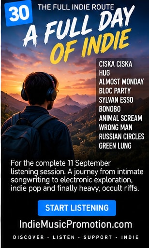 Full Indie Route artwork listing ten artists for the 11 September 2026 listening session.