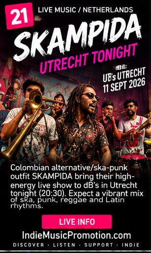 SKAMPIDA performing a colourful high-energy ska-punk show in Utrecht.